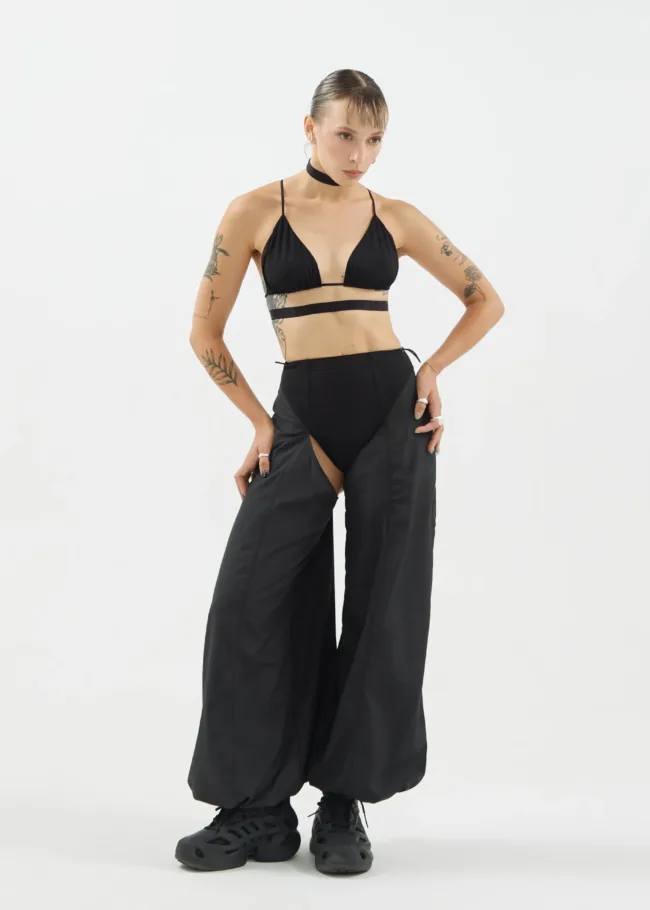 Кльош-штани чорні з сітки – Black Candy для танців (Copy) - 2 scaled