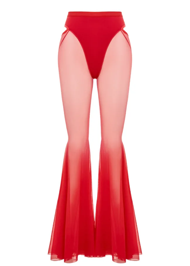 Mesh Flared Pants – CANDY – Strawberry Red - 35 scaled